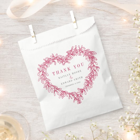 Mistletoe line Art Red White Hochzeit vielen Dank Geschenktütchen (Ausgeschnitten)