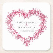 Mistletoe line Art Red Winter Hochzeit Brauch Rechteckiger Pappuntersetzer (Vorderseite)