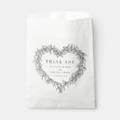 Mistletoe line art Schwarz-weiß wedding danke Geschenktütchen (Vorderseite)