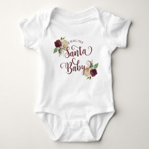Mistletoe Manor Christmas Floral Santa Baby Girl Baby Strampler