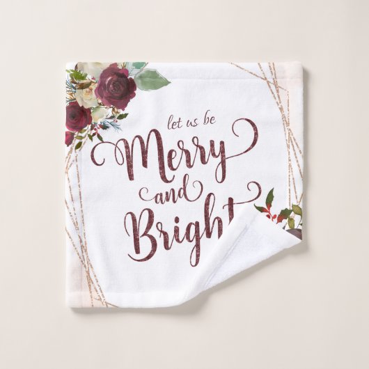 Mistletoe Manor Floral Ließ uns fröhlich und hell  Badhandtuch Set (Waschlappen)