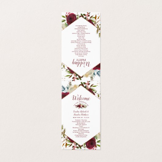 Mistletoe Manor Floral Wedding Zeremony Program (Außenseite Aufgefaltet)