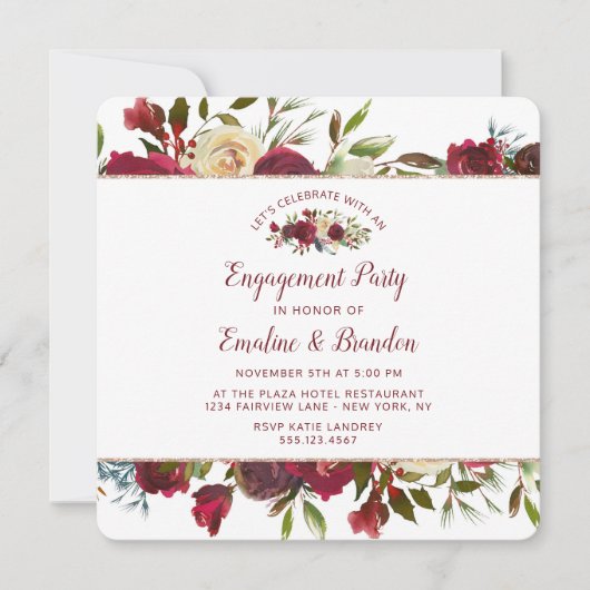 Mistletoe Manor Let's Celebrate Engagement Party Einladung (Vorderseite)