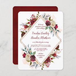 Mistletoe Manor Rose Gold Double Diamond Wedding Einladung
