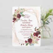 Mistletoe Manor Rose Gold Geometric Wedding Einladung (Stehend Vorderseite)