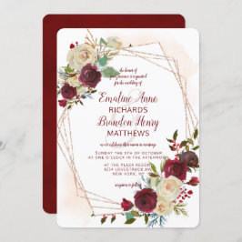 Mistletoe Manor Rose Gold Geometric Wedding Einladung