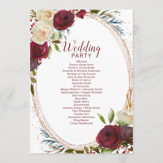 Mistletoe Manor Rose Gold Oval Programm (Rückseite)