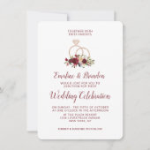 Mistletoe Manor Rose Gold Sparkle Rings Wedding Einladung (Vorderseite)