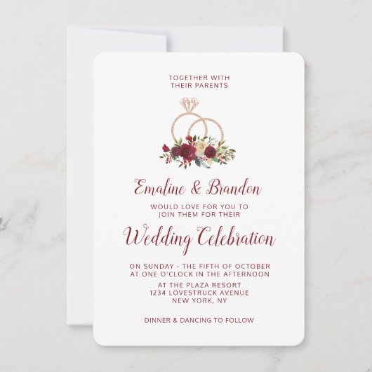 Mistletoe Manor Rose Gold Sparkle Rings Wedding Einladung (Vorderseite)