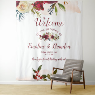 Mistletoe Manor Wasserfarben Winter Hochzeit Willk Wandteppich
