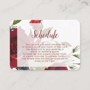 Mistletoe Manor Watercolor Floral Wedding Schedule Begleitkarte