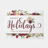 Mistletoe Manor Watercolor Rose Happy Holidays Fußmatte (Vorderseite)