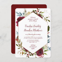 Mistletoe Manor Watercolor Winter Hexagon Wedding Einladung