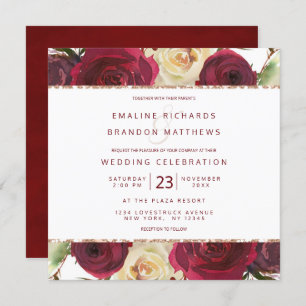Mistletoe Manor Watercolor Winter Wedding Square Einladung