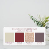 Mistletoe Manor Wedding Color Swatch Palette Card (Stehend Vorderseite)