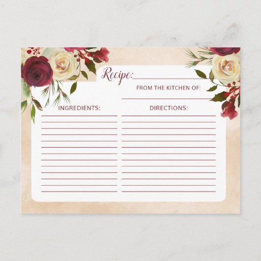 Mistletoe Manor Winter Bridge to Be Recipe Card Ankündigungspostkarte (Rückseite)