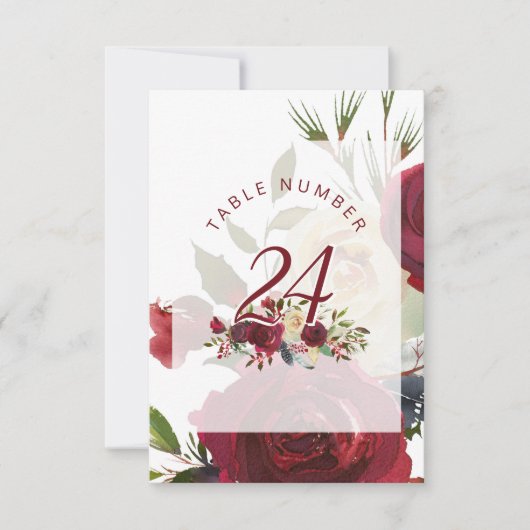 Mistletoe Manor Winter Chic Wedding Tischnummern (Vorderseite)