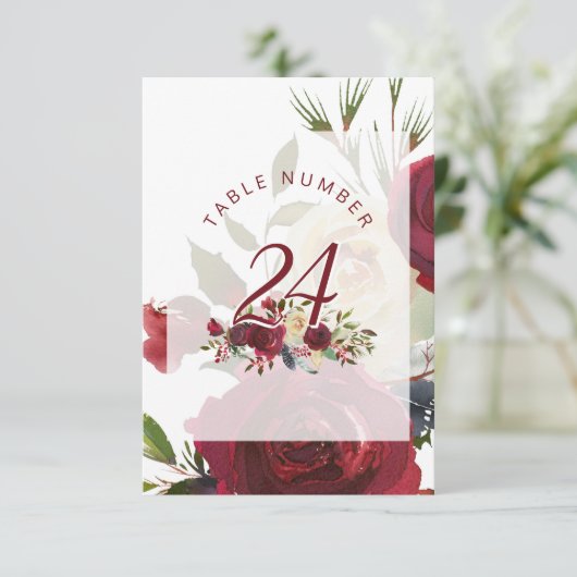 Mistletoe Manor Winter Chic Wedding Tischnummern (Stehend Vorderseite)