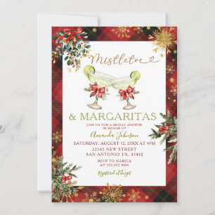 Mistletoe & Margaritas Rotes Weihnachtsfest Brautp Einladung