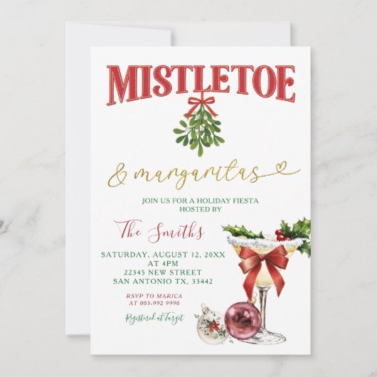 Mistletoe & Margaritas Winter Holiday Fiesta Party Einladung (Vorderseite)
