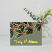 Mistletoe Merry Christmas Folien Feiertagspostkarte (Stehend vorne)