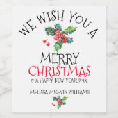 Mistletoe & Merry Christmas Text Temple Weinetikett (Einzelnes Label)