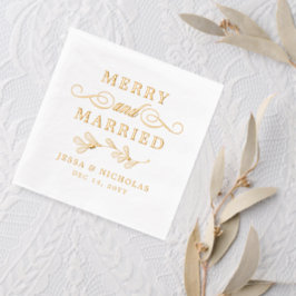 Mistletoe Merry & Verheiratete Weihnachtsfeier Servietten Mit Folie