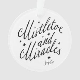 Mistletoe & Miracles Black & White Round Christmas Ornament
