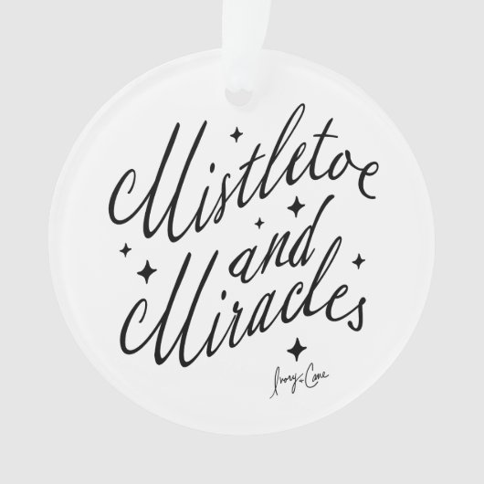 Mistletoe & Miracles Black & White Round Christmas Ornament (Vorderseite)
