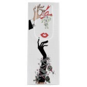 Mistletoe Mischief 1950s Illustration Geschenktüte Für Weinflaschen (Vorderseite)