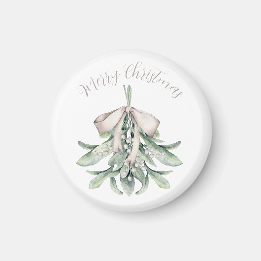 Mistletoe mit Gold Bow Weihnachten Magnet (Vorne)