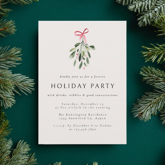 Mistletoe Modern Elegant Christmas Party Holiday Einladung