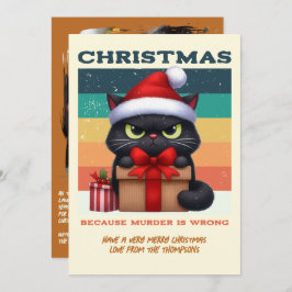 Mistletoe Modern Funny Cat Retro Christmas Photo Feiertagskarte