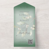 Mistletoe Modern Pine Green QR Code All In One Einladung (Innen Boden)
