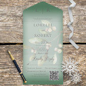 Mistletoe Modern Pine Green QR Code All In One Einladung
