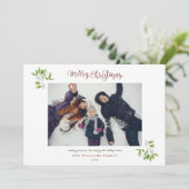 Mistletoe Modernes Drehbuch Frohe Weihnachts-Foto Feiertagskarte (Stehend Vorderseite)