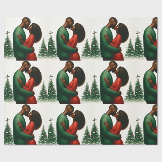 Mistletoe Moments 1 - Schwarze Menschen Weihnachts Geschenkpapier (Flach)