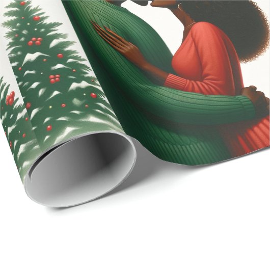 Mistletoe Moments 1 - Schwarze Menschen Weihnachts Geschenkpapier (Rolleneckpunkt)