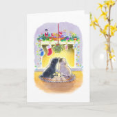 Mistletoe Möpsen Weihnachtskarte Karte (Gelbe Blume)