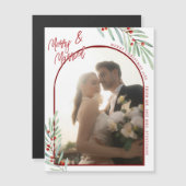 Mistletoe Newlyweds Photo Christmas Magnet Card (Vorne/Hinten)