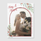 Mistletoe Newlyweds Photo Christmas Magnet Card (Vorderseite)