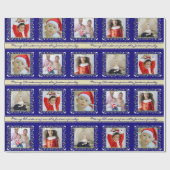 Mistletoe Partridge Streifen Blau Weihnachtsfest F Geschenkpapier (Flach)