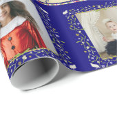 Mistletoe Partridge Streifen Blau Weihnachtsfest F Geschenkpapier (Rolleneckpunkt)