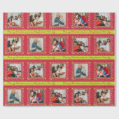 Mistletoe-Partridge-Streifen Rotes Weihnachtsfest  Geschenkpapier (Flach)