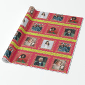 Mistletoe-Partridge-Streifen Rotes Weihnachtsfest  Geschenkpapier (Ungerollt)