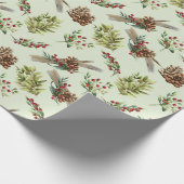 Mistletoe Pine Green Blätter Weihnachten Winter Geschenkpapier (Ecke)