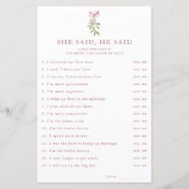 Mistletoe Pink Bow Brautparty Sie sagte, er sagte