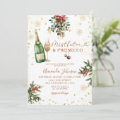 Mistletoe & Prosecco Weihnachtsfest Brautparty Einladung (Stehend Vorderseite)