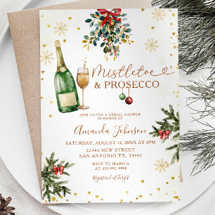 Mistletoe & Prosecco Weihnachtsfest Brautparty Einladung