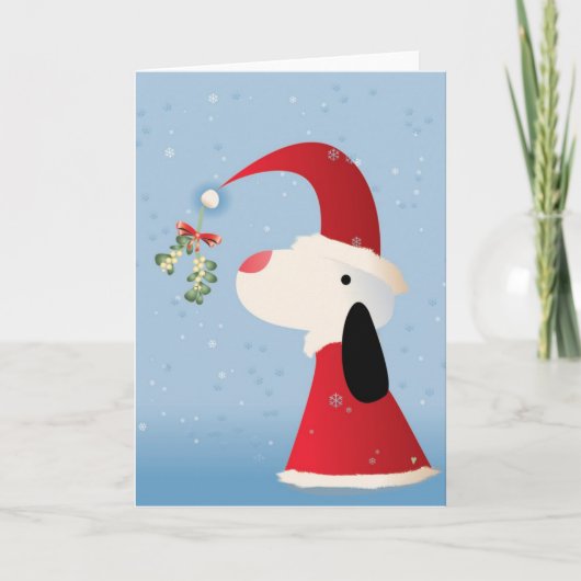 Mistletoe Pup Feiertagskarte (Vorderseite)